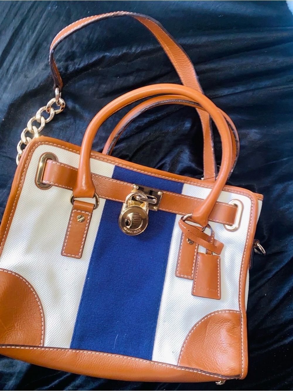 Blue and white Michael Kors purse